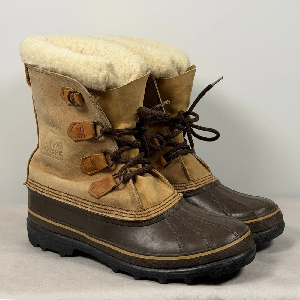 Sorel Bighorn Boots Mens Size 11 Brown Leather Waterproof Insulated Snow Winter